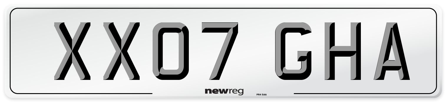 XX07 GHA Number Plate from New Reg